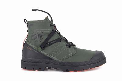 Palladium PAMPA TRAVEL LITE+ WATERPROOF Men's Boots Olive | Canada-5694